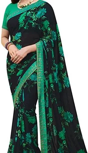 Vista 2 de Rihana fashion Ropa de fiesta india para mujer, estampado de sari con blusa sin coser, talla 49, talla única