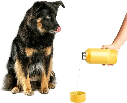 Vista 11 de Ubbi Pup & Me Botella de agua aislada de acero inoxidable para perros con cuenco adjunto, botella de viaje portátil de 32 onzas a prueba de fugas