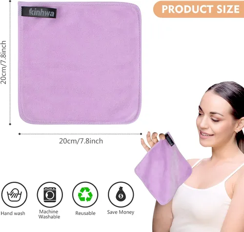 Vista 2 de KinHwa Paños de limpieza facial de microfibra ultra suaves y absorbentes, toallitas para eliminar el maquillaje de ojos, toallitas para pieles
