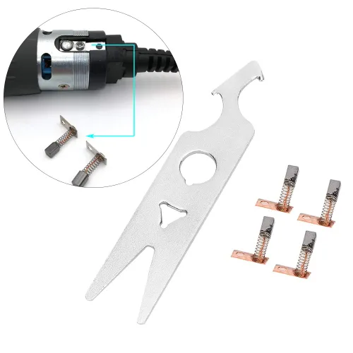 Vista 5 de Juego de 2 pares de llaves de cepillo de carbono, accesorios de pieza de repuesto para taladro de uñas, incluye cepillo de carbono y llave