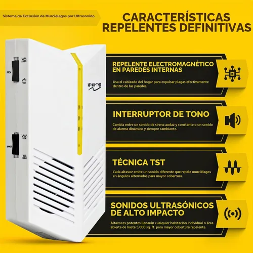 Vista 5 de Sistema ultrasónico de exclusión de murciélagos (1 unidad repelente de murciélagos)