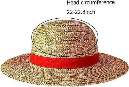 Vista 3 de Sombrero de paja Luffy, sombrero de paja de cosplay para fiesta de disfraces de Halloween, pajitas amarillas con sombreros de sol de cuerda