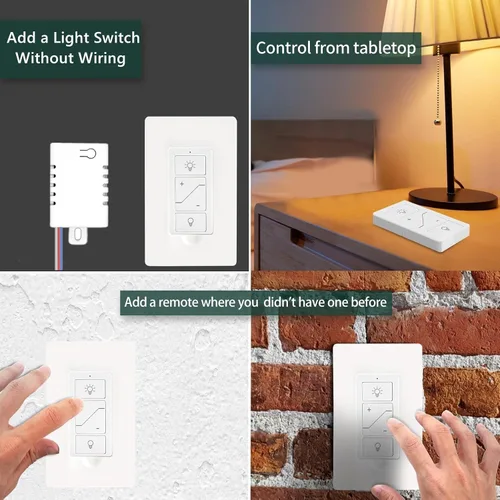 Vista 7 de Nexete Interruptor de luz inteligente inalámbrico, kit de interruptor de atenuación y receptor sin cableado, control remoto inalámbrico, control