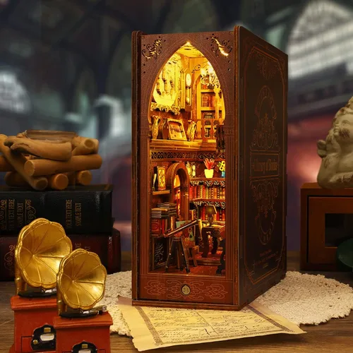 Vista 5 de Kit de manualidades 3D para rincón de lectura - Kit de casa en miniatura para adultos, adolescentes y principiantes, estantería de biblioteca