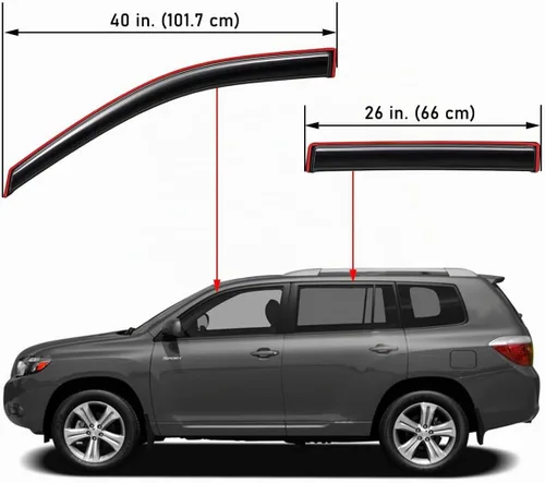 Vista 2 de Lightronic, vierteaguas extra duradero con clip para canal de ventilación de ventana, se ajusta a Toyota Highlander 2008-2013, protección UV