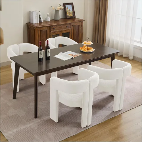 Vista 6 de adochr Modernas sillas de comedor de barril, silla de comedor tapizada de lino con patas de madera, sillas decorativas con brazos, cómodos sillones
