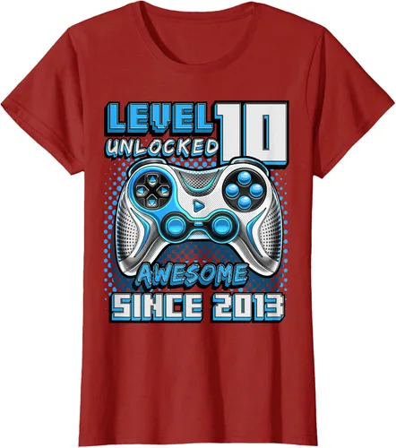 Vista 62 de Level 10 Unlocked Awesome 2013 Video Game 10th Birthday Boy T-Shirt, Negro