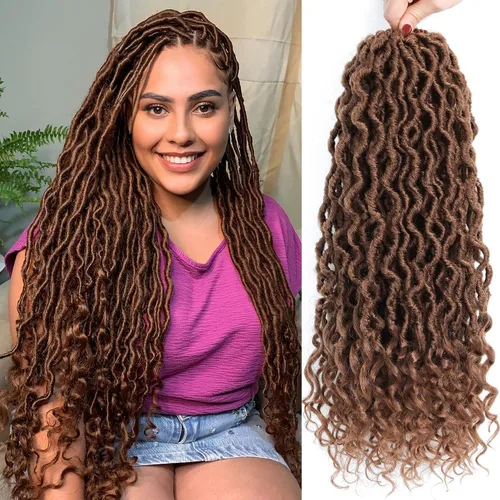 Vista 23 de Cabello Corto de Locs Falsos para Crochet Pre-Enrollado 12 Pulgadas 6 Paquetes Cabello de Locs de Diosa para Crochet Locs Falsos Suaves con Puntas