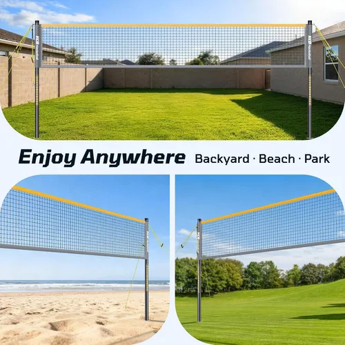 Vista 3 de Outdoor Badminton Net Set with Anti-Sag Winch System - 20ft Badminton Net, 4 Rackets, 3 Shuttlecocks & Carry Bag, Badminton Set for Backyard, Grass