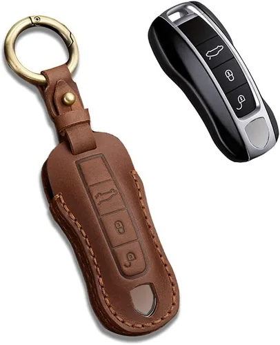 Vista 6 de Funda de cuero hecha a mano para Porsche Panamera Cayenne Macan 911 Taycan 918