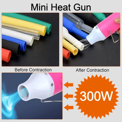 Vista 5 de Mini pistola de calor, pistola de aire caliente portátil de 300 W para manualidades de resina acrílica, manualidades de secadora, pistola de calor