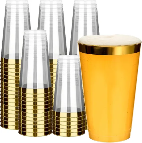 Vista 13 de RACETOP Vasos de plástico desechables transparentes de 9 onzas, paquete de 50 vasos de plástico transparente, vasos de fiesta resistentes, vasos