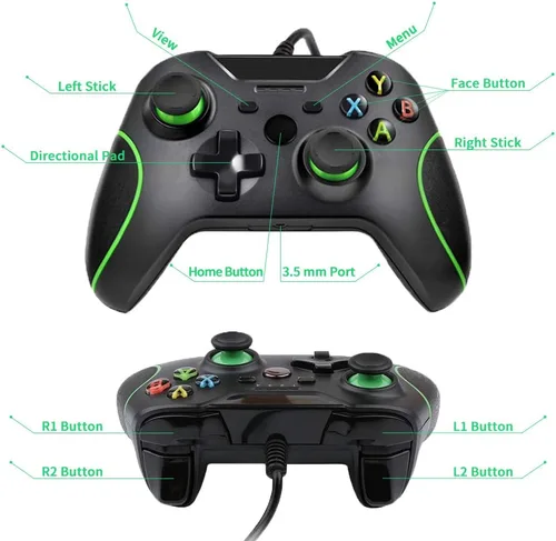 Vista 2 de Zamia - Controlador con cable para Xbox One controlador USB Gamepad Joypad con doble vibración para Xbox OneSXPC con Windows 7810 blanco