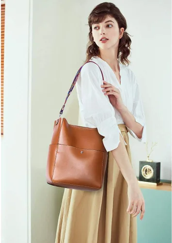 Vista 22 de BROMEN Bolsa Hobo para mujer, diseñada con cuero vegano, de hombro, bandolera
