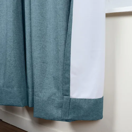 Vista 3 de TWOPAGES Cortinas plisadas azules para dormitorio, cortinas de tratamiento de ventana, paneles de privacidad, de mezcla de lino, con aislamiento