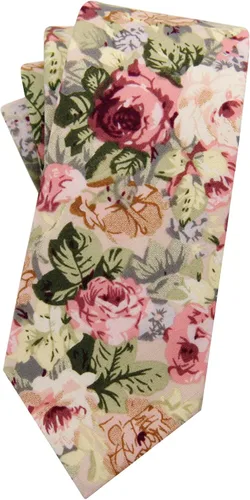 Vista 17 de Corbata de algodón floral para hombre, corbata delgada impresa de 2.56'' 01-Bean Pasta Rosa