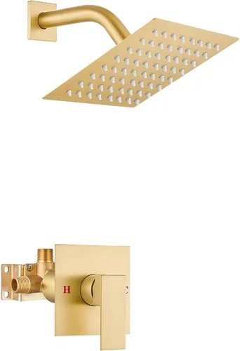 Vista 26 de Airuida - Juego de grifo de ducha, kit de válvula de ducha de 4 pulgadas, negro mate Roscas macho,Kit de ajuste de ducha de válvula áspera,Juego