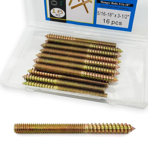 Vista 10 de Paquete de 16 pernos de suspensión de doble cabeza de 5/16-18 x 1-1/2 pulgadas para muebles y clavijas de madera, varillas roscadas de 1.500 in