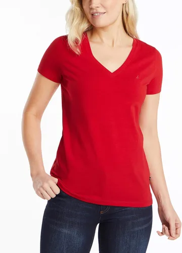 Vista 6 de Nautica Camiseta de algodón elástico con cuello en V para mujer Easy Comfort