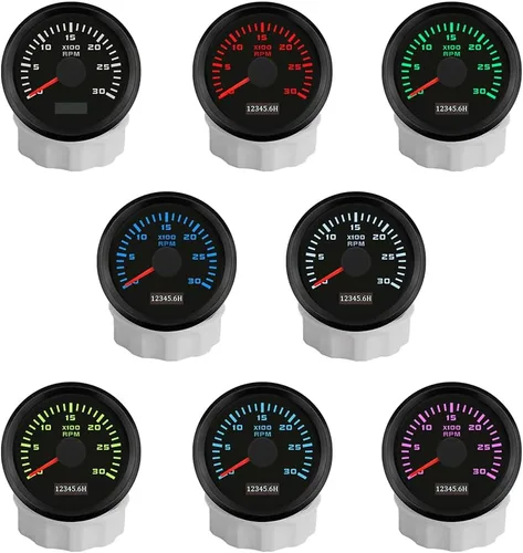 Vista 3 de ELING 52mm Generador 3000RPM Tacómetro con medidor de horas 12V 24V con retroiluminación roja