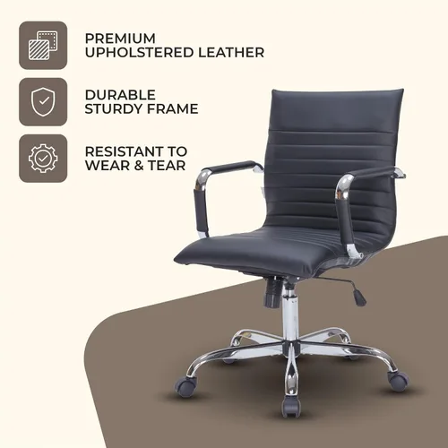 Vista 8 de LeisureMod Silla de oficina ejecutiva ergonómica con soporte lumbar, silla de escritorio giratoria de cuero ajustable, silla de computadora