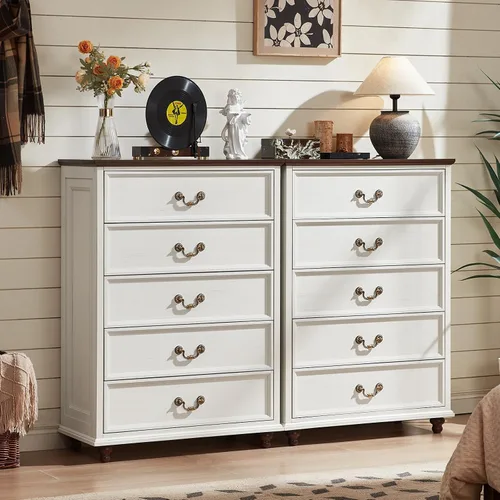 Vista 38 de Joaxswe Cómoda rústica de 4 cajones para dormitorio, cómoda rústica de 37 pulgadas de alto con 4 pies de madera maciza, organizador de armario