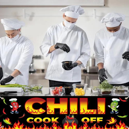 Vista 6 de Cartel de Chili Cook Off, pancarta de tela para concurso de 41 x 24 pulgadas, suministros para fiestas mexicanas (41.3 x 23.6 in)