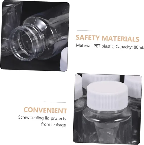 Vista 5 de 10 botellas vacías con tapas para medicamentos, botella de viaje, recipientes de plástico transparente, contenedores de maquillaje, botellas