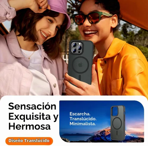 Vista 6 de Hualele - Funda magnética para iPhone 13 Pro, compatible con MagSafe, grado militar, a prueba de caídas, translúcida mate, parte trasera dura, borde
