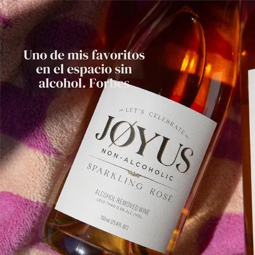 Vista 3 de JØYUS Vino de rosa espumoso sin alcohol, vino desalcoholizado, botella de 25.4 fl oz