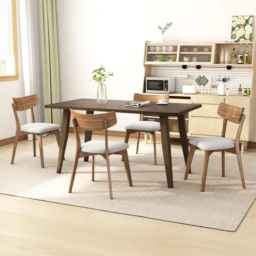 Vista 15 de Dining Chairs Set of 2, Mid Century Modern Dining Chairs with Curved Backrest and Wood Legs, Walnut Finished Frame Upholstered Dining Room Chairs