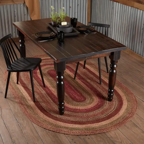 Vista 6 de VHC Brands Cider Mill - Alfombra de yute primitivo a rayas rojas de medio círculo, decoración de 16.5 x 33 pulgadas