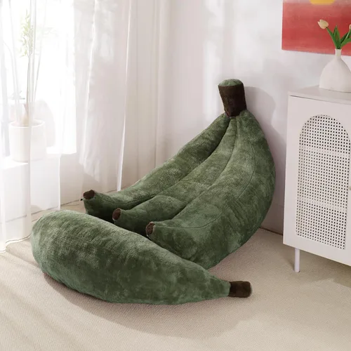 Vista 16 de Sofá de frijoles con otomana IEVENW en forma de banana, sofá de piso con reposapiés, cómodo sofá cama convertible para adultos, sofá de felpa
