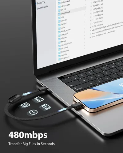Vista 6 de SOOPII 6-Pack Short USB C to USB C Cable 240W with Built-in Snap Clip