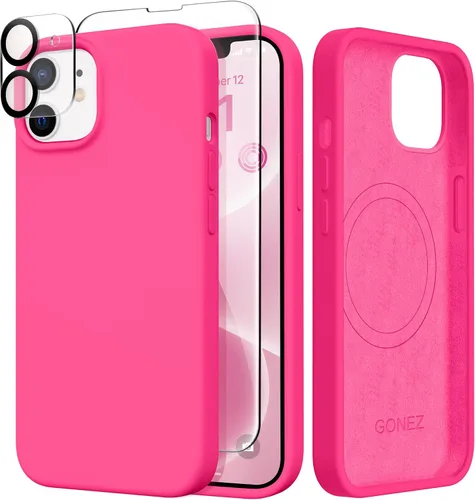 Vista 155 de GONEZ Funda magnética para iPhone 14, compatible con Magsafe, con protector de pantalla + protector de cámara, forro de microfibra antiarañazos