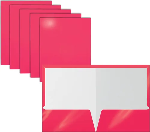 Vista 5 de Better Office Products Carpetas de papel laminado brillante con 2 bolsillos, colores surtidos, tamaño carta, caja de 25 carpetas de colores surtidos