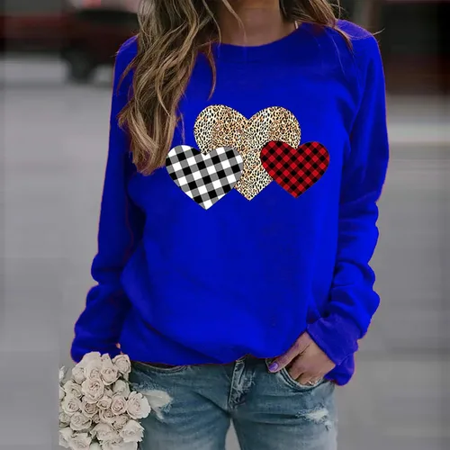 Vista 99 de Sudadera de manga larga con estampado de leopardo y corazón para mujer, para el día de San Valentín, sin botones, para niñas, regalos