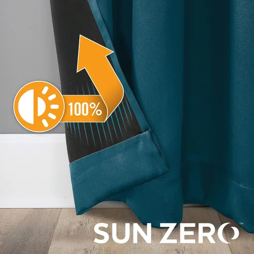 Vista 6 de Sun Zero Nordic Juego de 2 paneles de cortinas 100 % opacas con ojales, calidad de teatro, 52 x 96 pulgadas, verde azulado