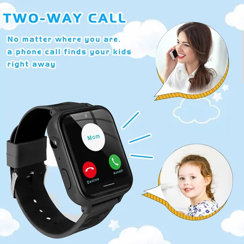 Vista 4 de OKYUK Reloj inteligente para niños, reproductor de MP3, reloj de música, teléfono con alarma de cámara, cámara SOS, llamada de 2 vías, reloj