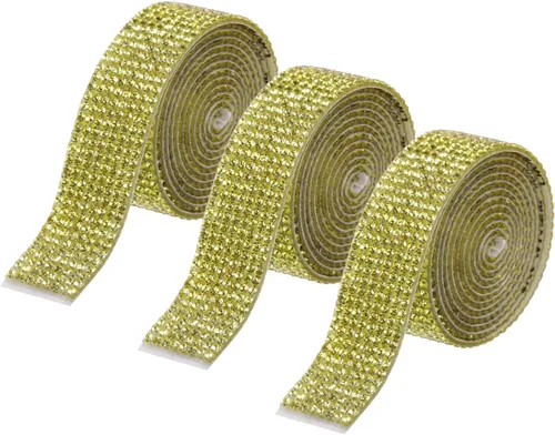 Vista 38 de MECCANIXITY 3 rollos de cinta de diamantes de imitación autoadhesiva de 3 yardas y 0.315 in para proyectos de artes y manualidades, pasteles de Beige