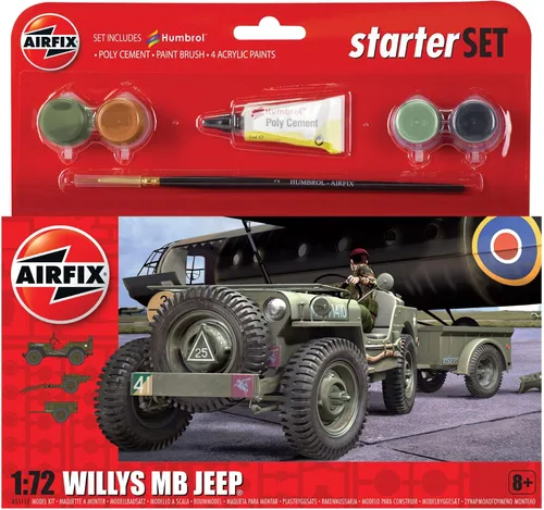 Vista 7 de Airfix Model Tank - A55117A - Juego de regalo colgante - Willys MB Jeep, kits de modelos de plástico para adultos y niños de 14 años en adelante