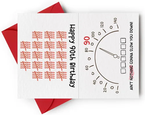 Vista 2 de Divertida tarjeta de cumpleaños 90, regalo de decoración feliz para cumpleaños de 90 años para él, ella, hombres, mujeres, tarjeta de humor, plegada