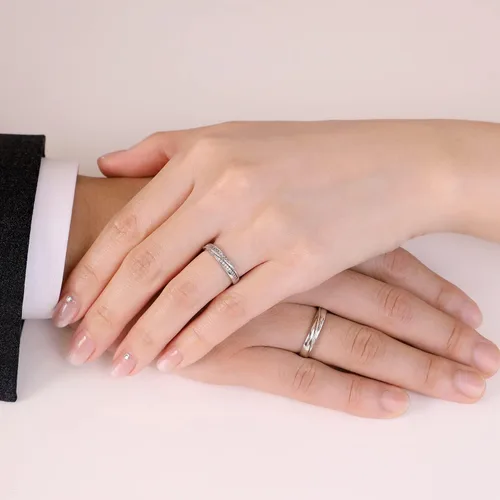 Vista 9 de Meissa 2 anillos de pareja para hombres y mujeres de plata de ley 925, anillos de promesa a juego, tamaño ajustable, hecho a mano, joyería nupcial