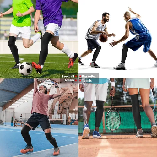 Vista 6 de Tatuo Mangas de Compresión para Piernas Manga Larga hasta la Rodilla Protección UV para Hombres y Mujeres Deporte Baloncesto Fútbol Americano