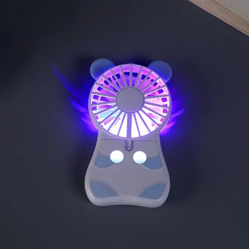Vista 6 de Innerest Mini ventilador de refrigeración, luces LED multicolor de mano de pie, 2 velocidades ajustables, viajes, camping, festivales, usos