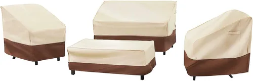 Vista 7 de loriano Juego de fundas para muebles de patio, 4 piezas de fundas impermeables para muebles de exterior, 600D de alta resistencia, juego de fundas