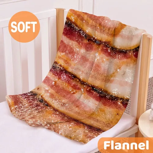 Vista 3 de Manta de vellón con estampado de tocino, ligera, regalo para cumpleaños, Navidad, mantas de franela suave para todas las estaciones, cama, sofá
