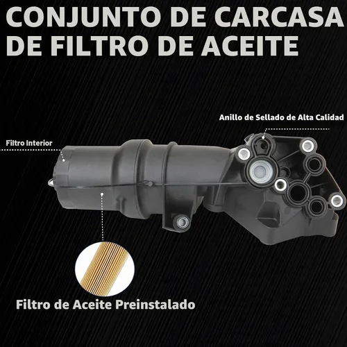 Vista 5 de Kit de adaptador de carcasa de filtro de aceite de motor con adaptador de sensor de junta de filtro de aceite compatible con Audi TTRS Mk2 VW New