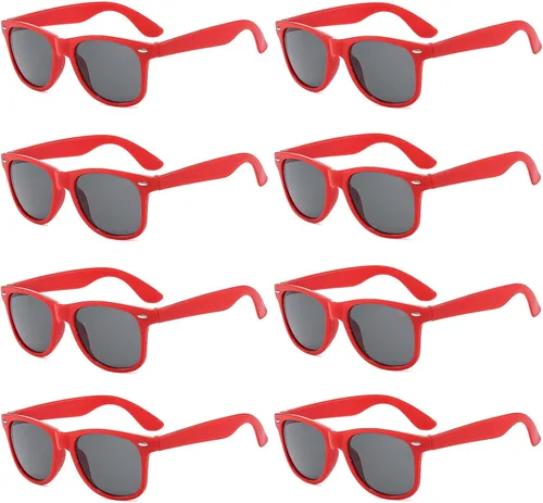 Vista 22 de Suministros para regalos de fiesta de colores neón Paquete de 8 gafas de sol unisex