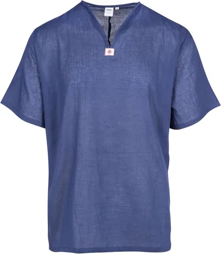 Vista 8 de Lofbaz - Camisa para hombre, 100 % algodón, cuello en V, camisa playera o estilo yoga Manga larga negro